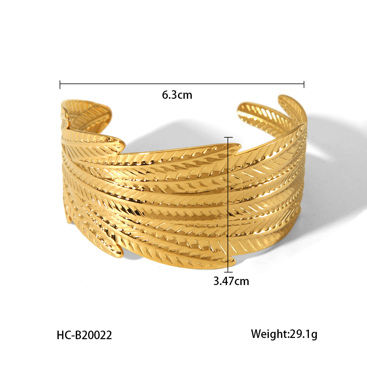 Exaggerated Titanium Steel Bracelet Design Sense 18K Gold Stainless Steel Feather Bracelet Light Luxury Versatile Handpiece