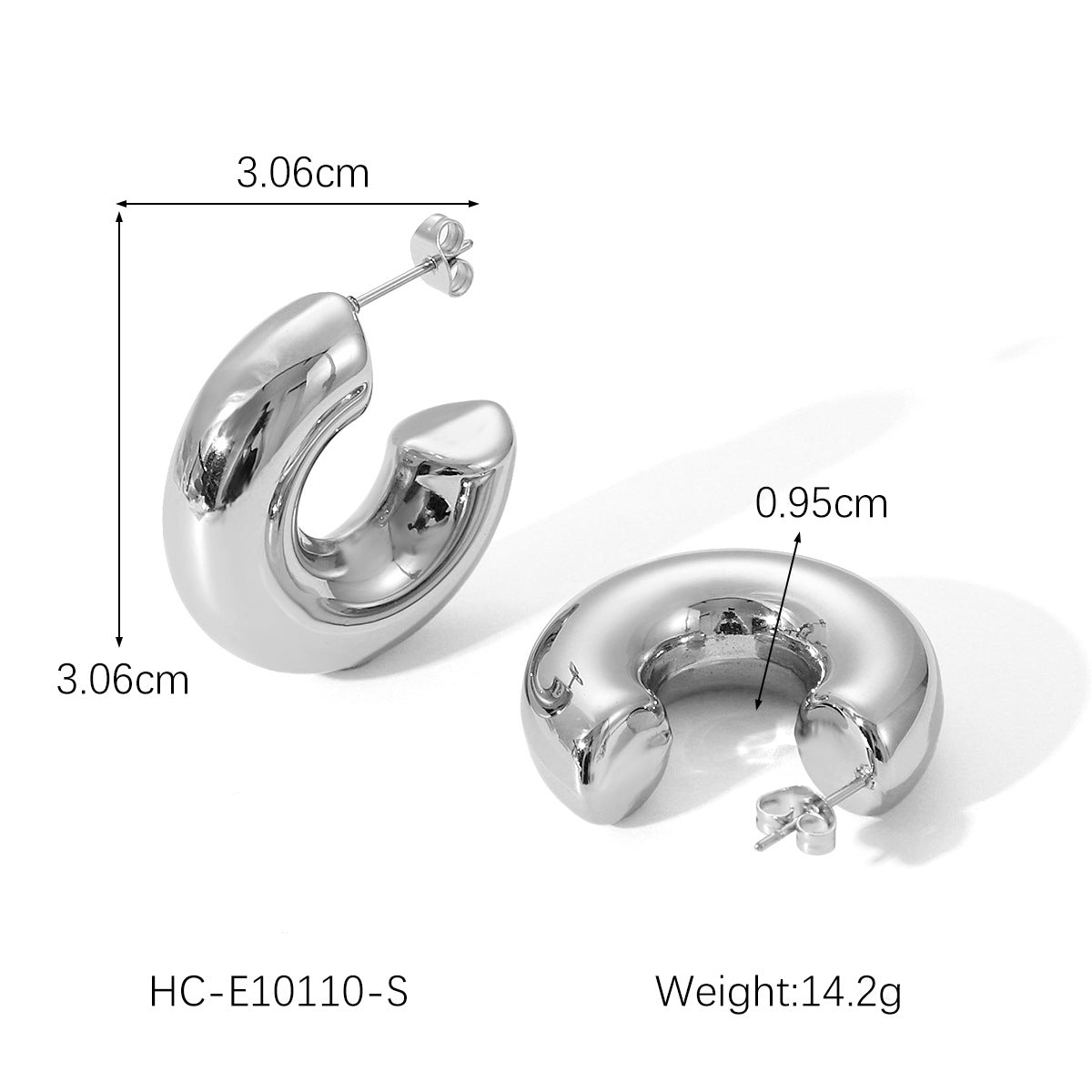 C-shaped 18K Gold-plated Hollow Stainless Steel Earrings for Women, Non-fading Ear Jewelry, Cross-border Titanium Steel Jewelry