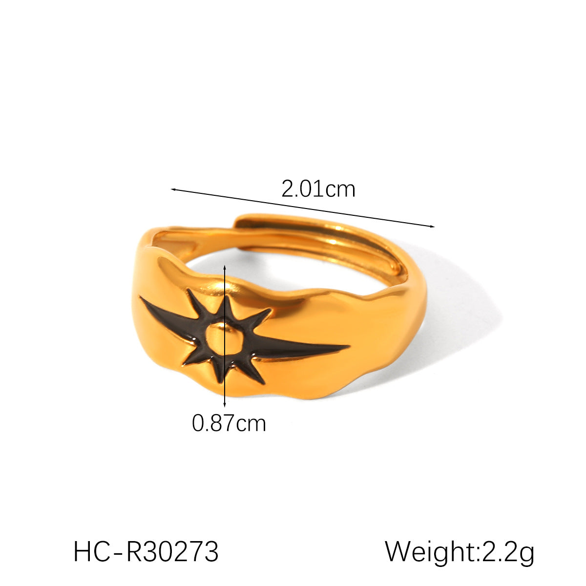 Stainless Steel Diamond-encrusted Ring, Titanium Steel, Non-fading, Eight-pointed Star Design, Women's Temperament, Versatile Jewelry