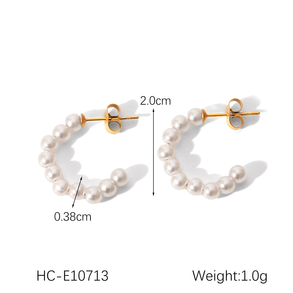 Stainless Steel C-shaped Pearl Earrings for Women, Vintage Style, Millet Pearl Earrings, High-end Earrings