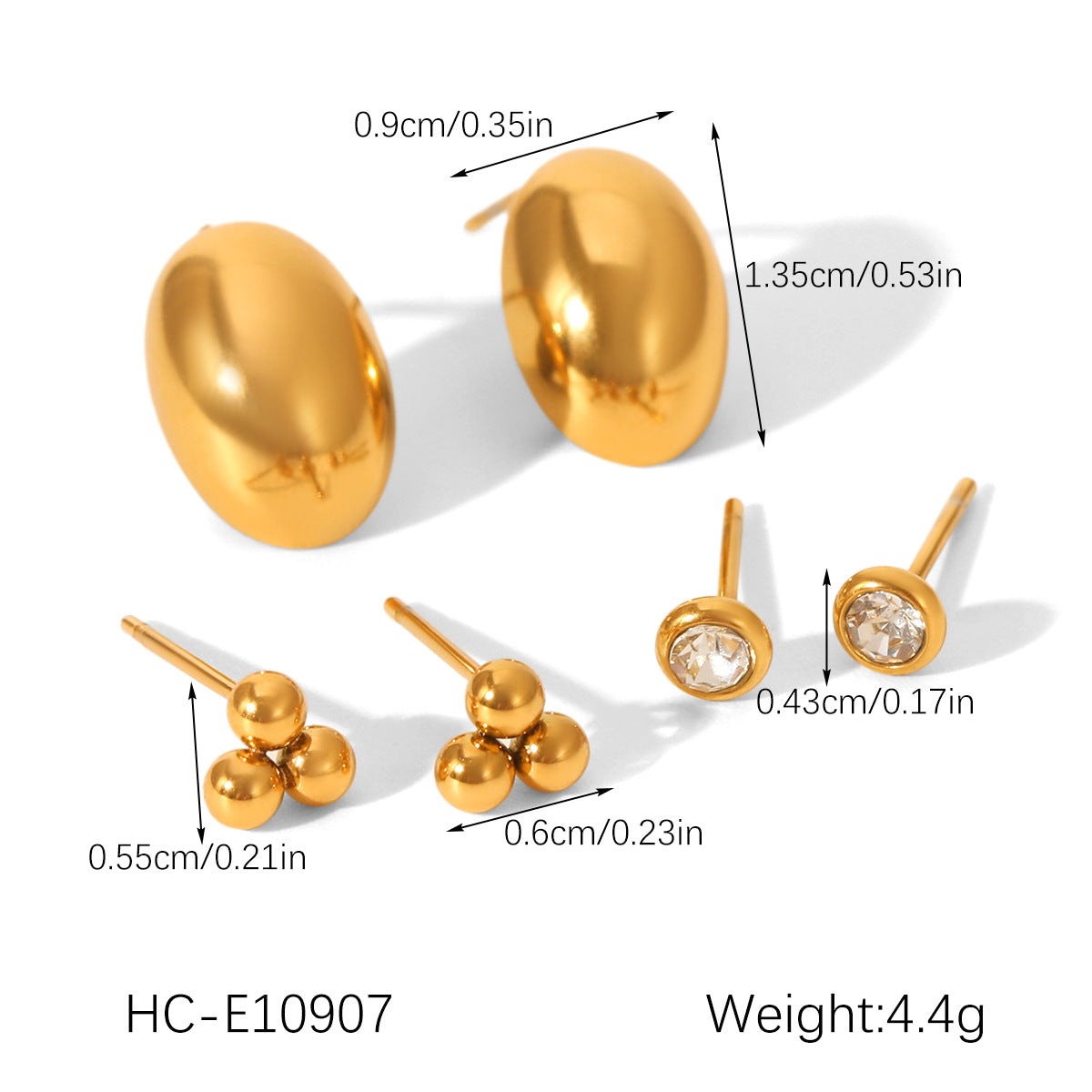 Stainless Steel Jewelry with Zircon Earrings Set, Versatile and High-end Earrings, Titanium Steel Earrings