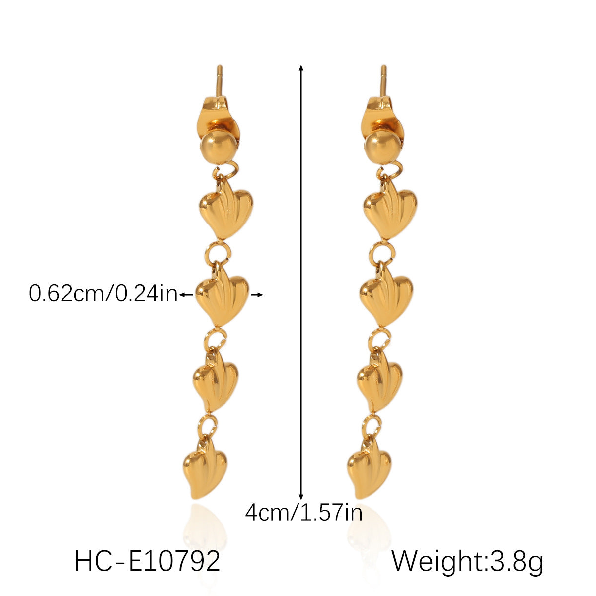 18K Gold Stainless Steel Hammered Pattern Heart-shaped Earrings, Light Luxury and High-end Feel, Heart-shaped Titanium Steel Earrings