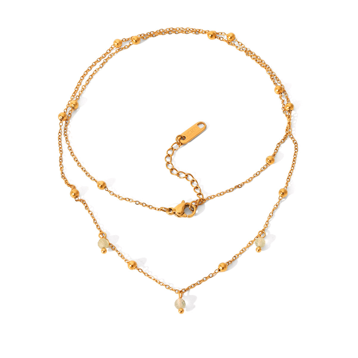 French Ins Style Double-layer Beaded Chain 18K Gold Stainless Steel Bracelet Fashionable and Versatile Titanium Steel Jewelry Does Not Fade