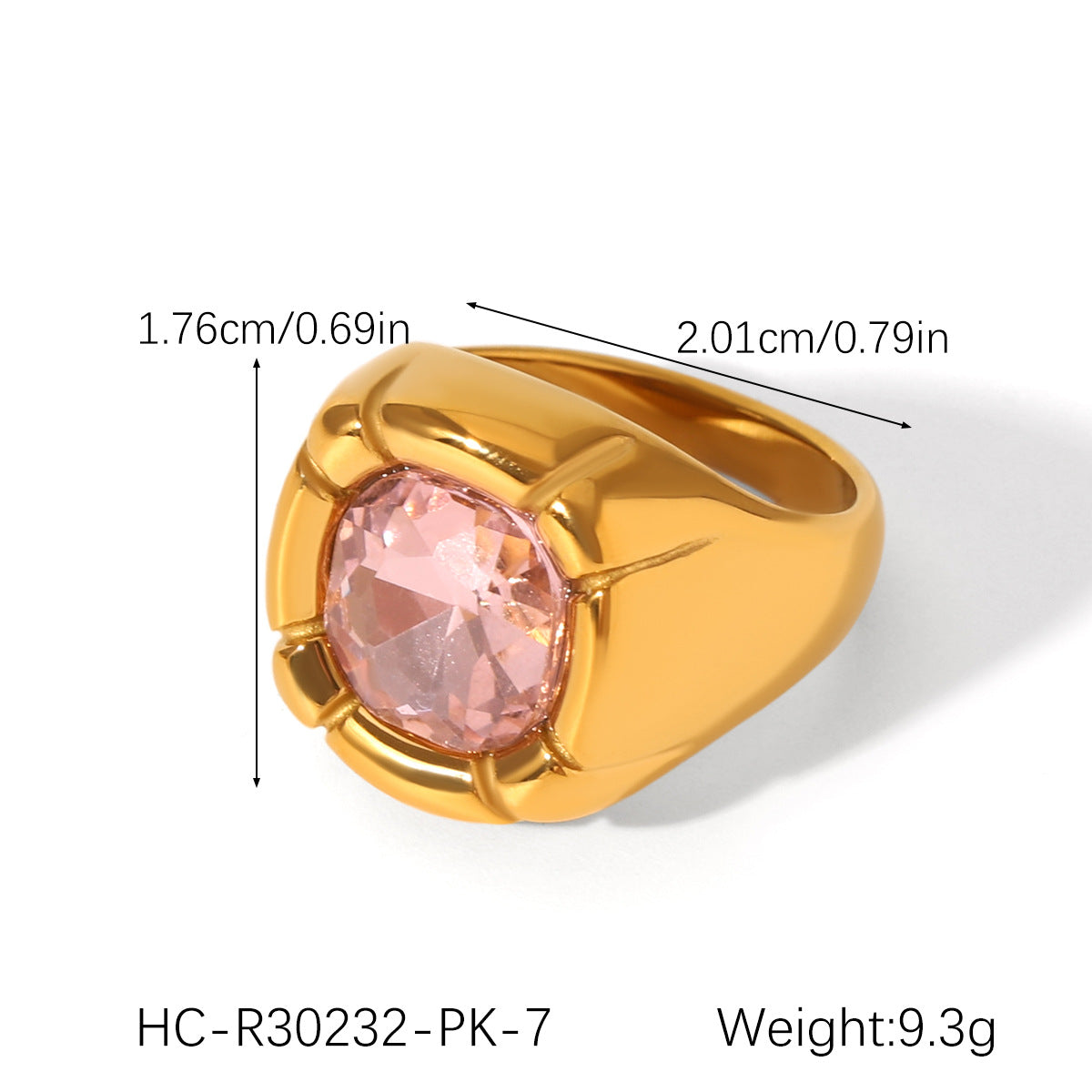18K Gold Stainless Steel Inlaid Zircon Ring Female Non-fading Ring Ins Wind Titanium Steel Jewelry Casting Ring
