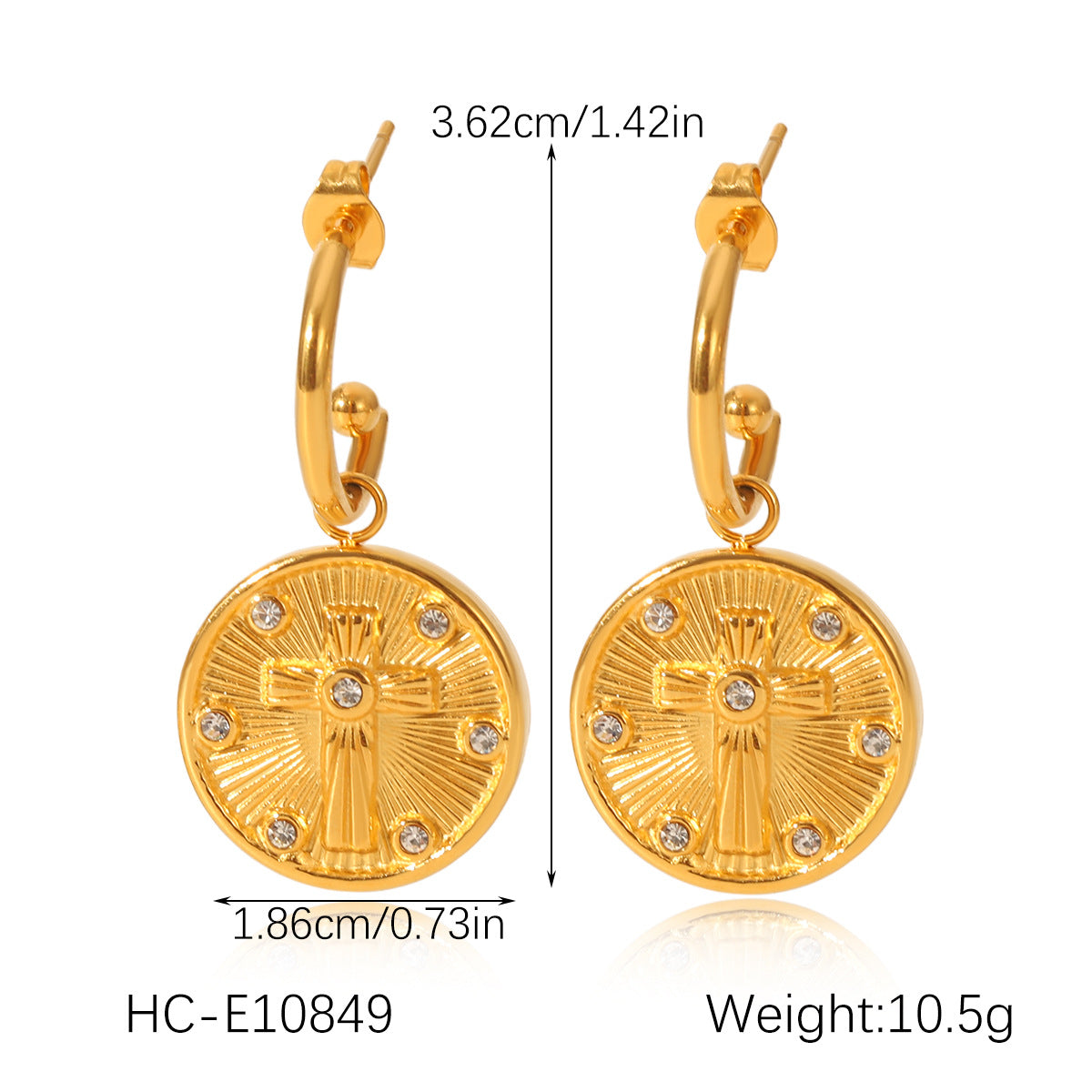 Stainless Steel Earrings, Cross Earrings, Light Luxury, High-end Pendant, Earrings, Versatile Titanium Steel Jewelry