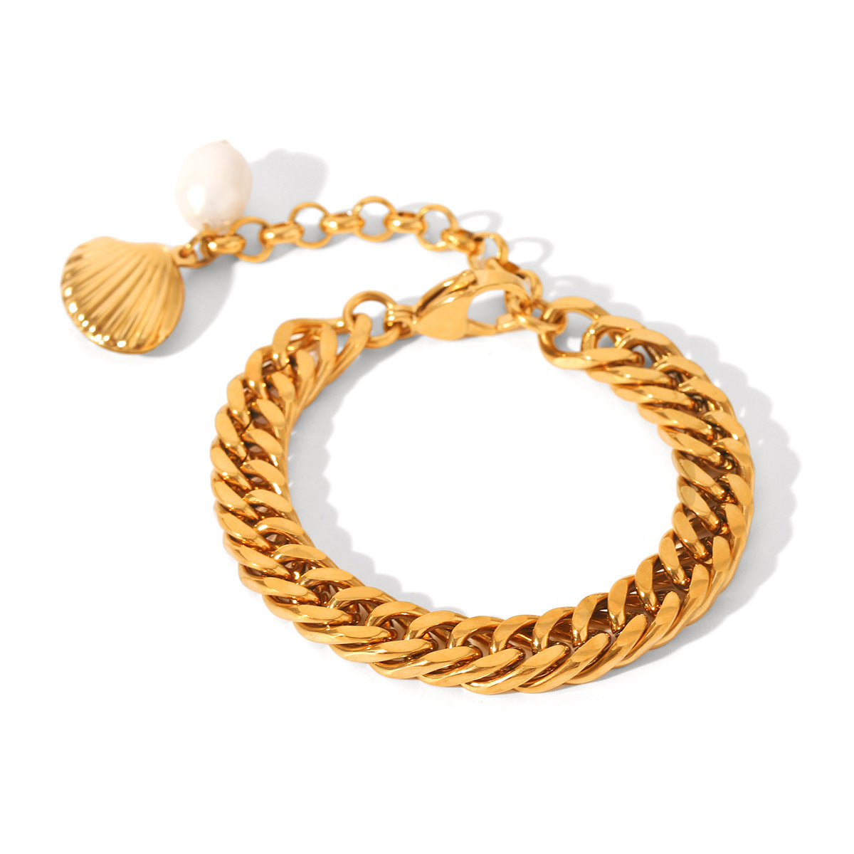 French-style Natural Freshwater Pearl Bracelet for Women, High-end Feel, Figaro Chain, Stainless Steel Cuban Chain, Titanium Steel Handmade Chain