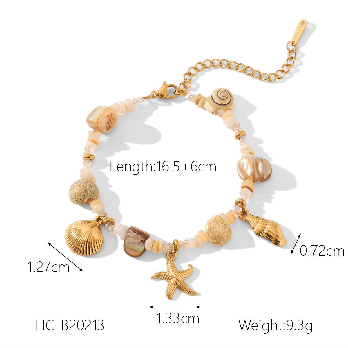 Marine-themed Stainless Steel Bracelet Set for Women , Including Jewelry Such As Seashell and Starfish Pendants, Pearl Chains, and Snake Bone Chains 3 Pcs