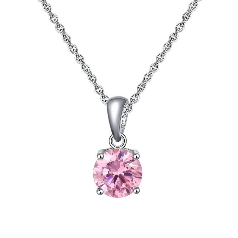 Mozambique Diamond Two Carat Pendant Lacy Necklace Colored Gemstone Four Claw Set Zircon Sparkling Necklace for Women