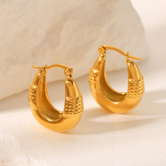 18k Gold Stainless Steel Earrings for Women, Fashionable, Light Luxury, High-end Earrings, Titanium Steel Earrings