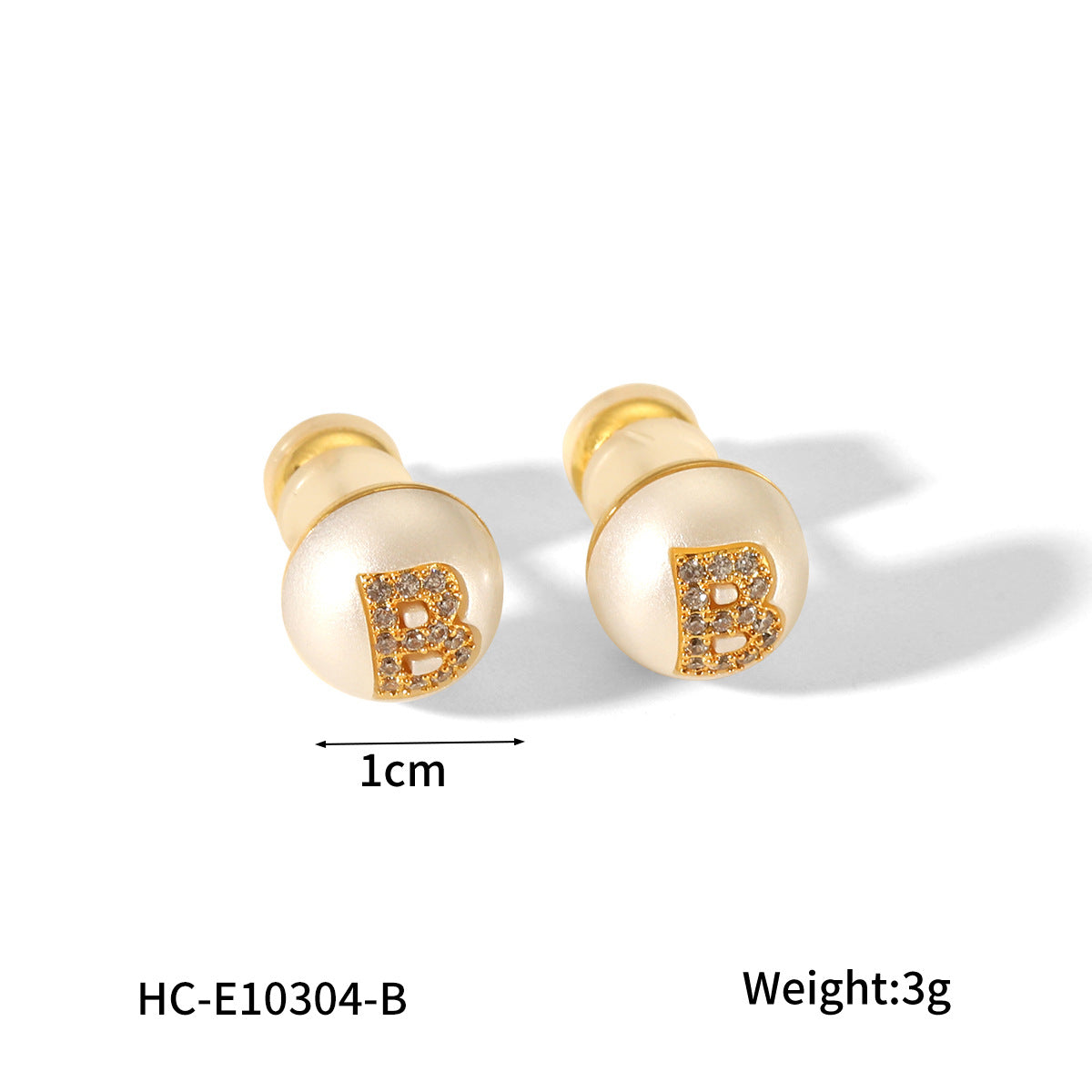 18K gold stainless steel letter studded pearl earrings with feminine charm and versatile titanium steel earrings