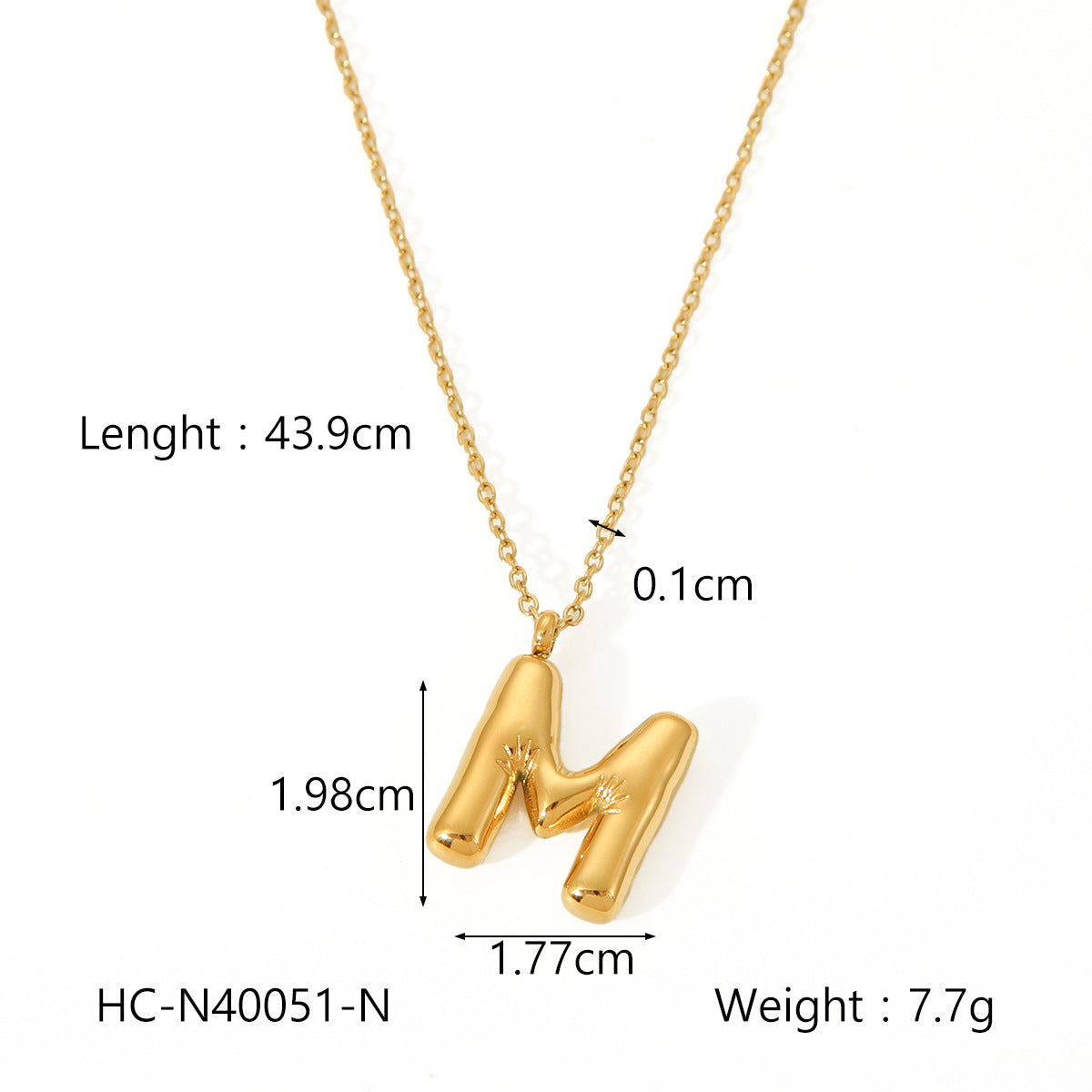 Plump Bubble Alphabet Titanium Steel Necklace Stainless Steel Letter Necklace Fashion Versatile Necklace Accessories