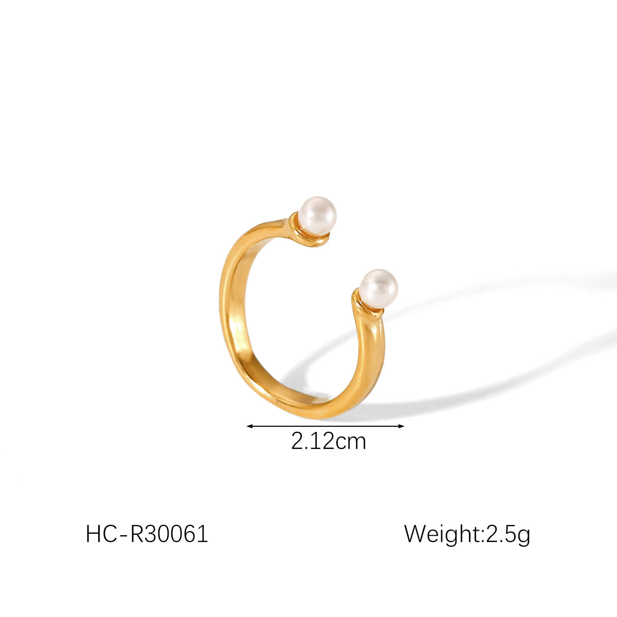 18K Gold Bowknot Pearl Stainless Steel Open Ring Female Fashion Hammered Titanium Steel Zircon Ring