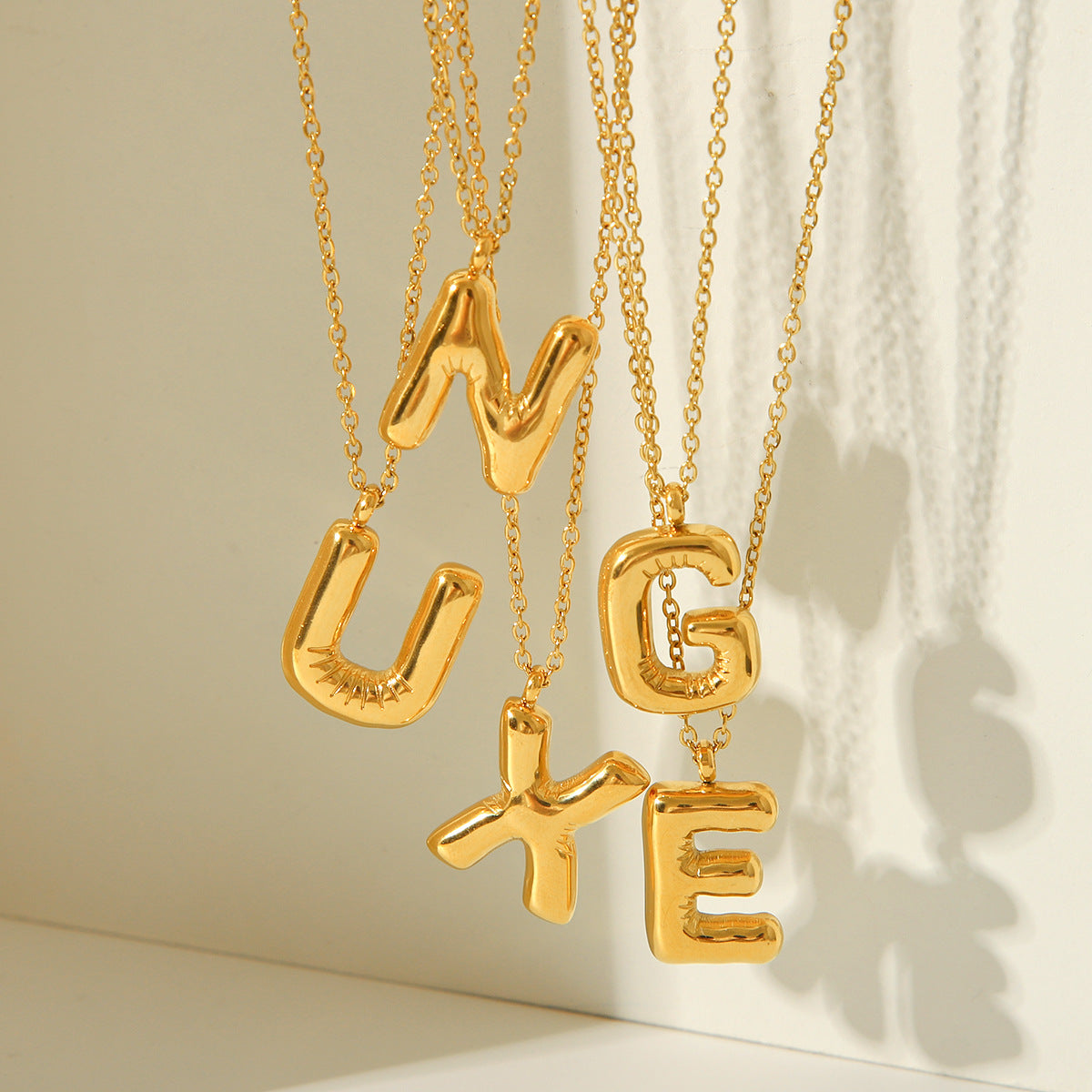 Plump Bubble Alphabet Titanium Steel Necklace Stainless Steel Letter Necklace Fashion Versatile Necklace Accessories