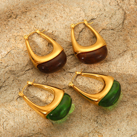 Vintage Titanium Steel Earrings Drop-shaped Ear Buckle Niche Design Sense Fashionable Easy-matching Stainless Steel Jewelry
