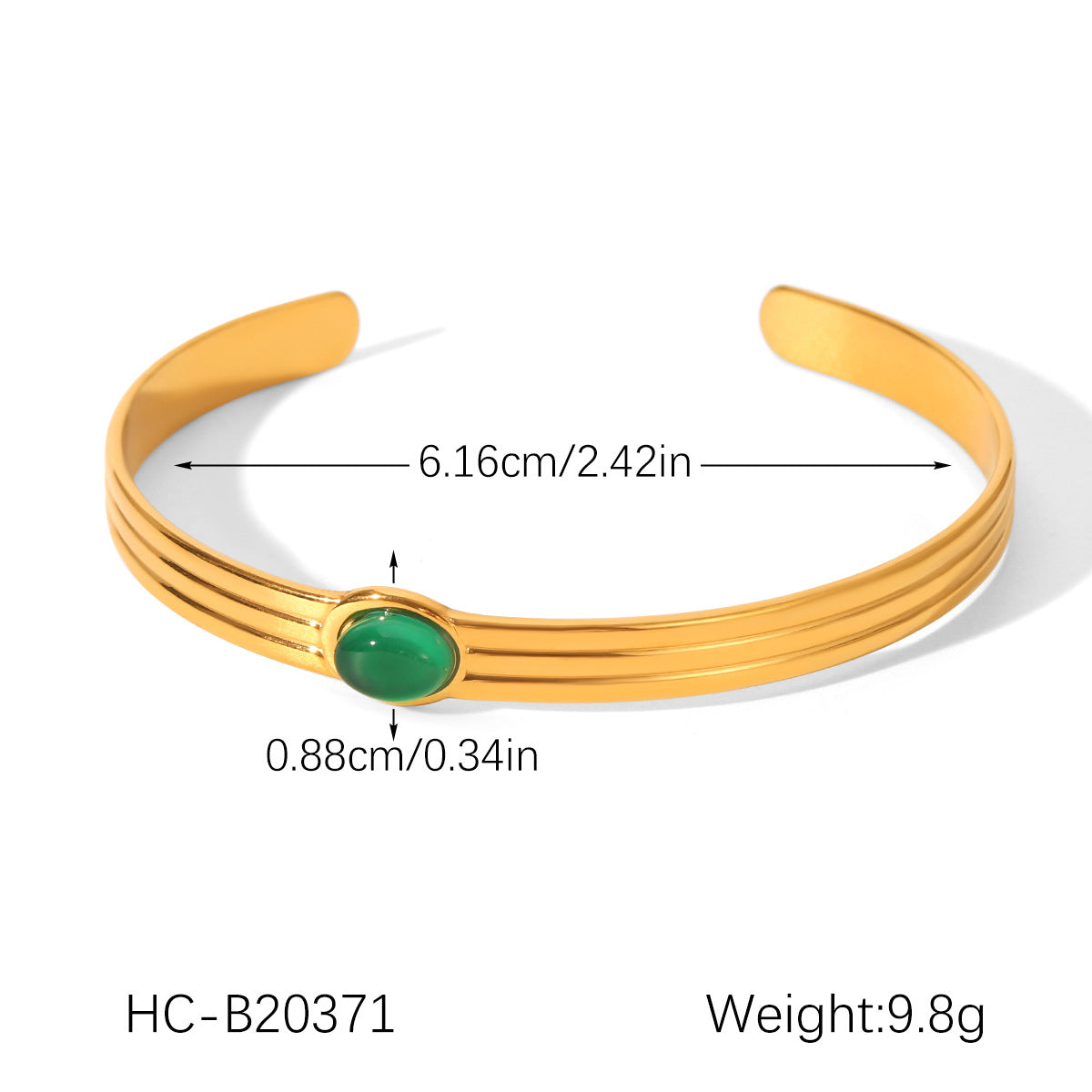 French Retro Green Agate Stainless Steel Bracelet - Versatile and Stylish Accessories, Turquoise Titanium Steel Open Bracelet, Fade-Resistant