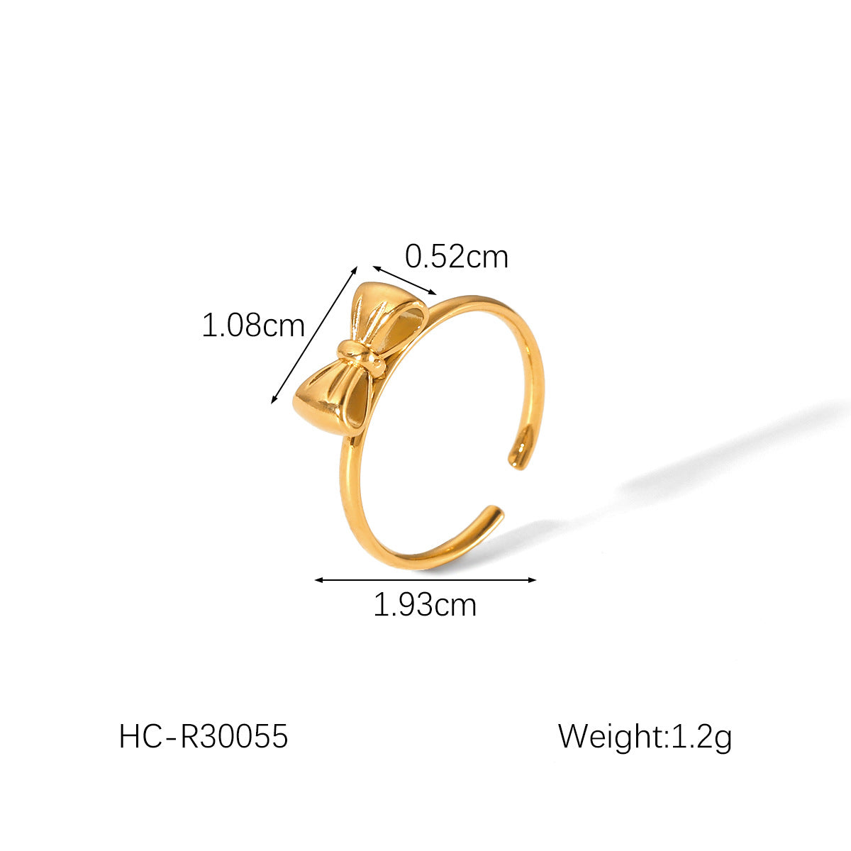 18K Gold Bowknot Pearl Stainless Steel Open Ring Female Fashion Hammered Titanium Steel Zircon Ring