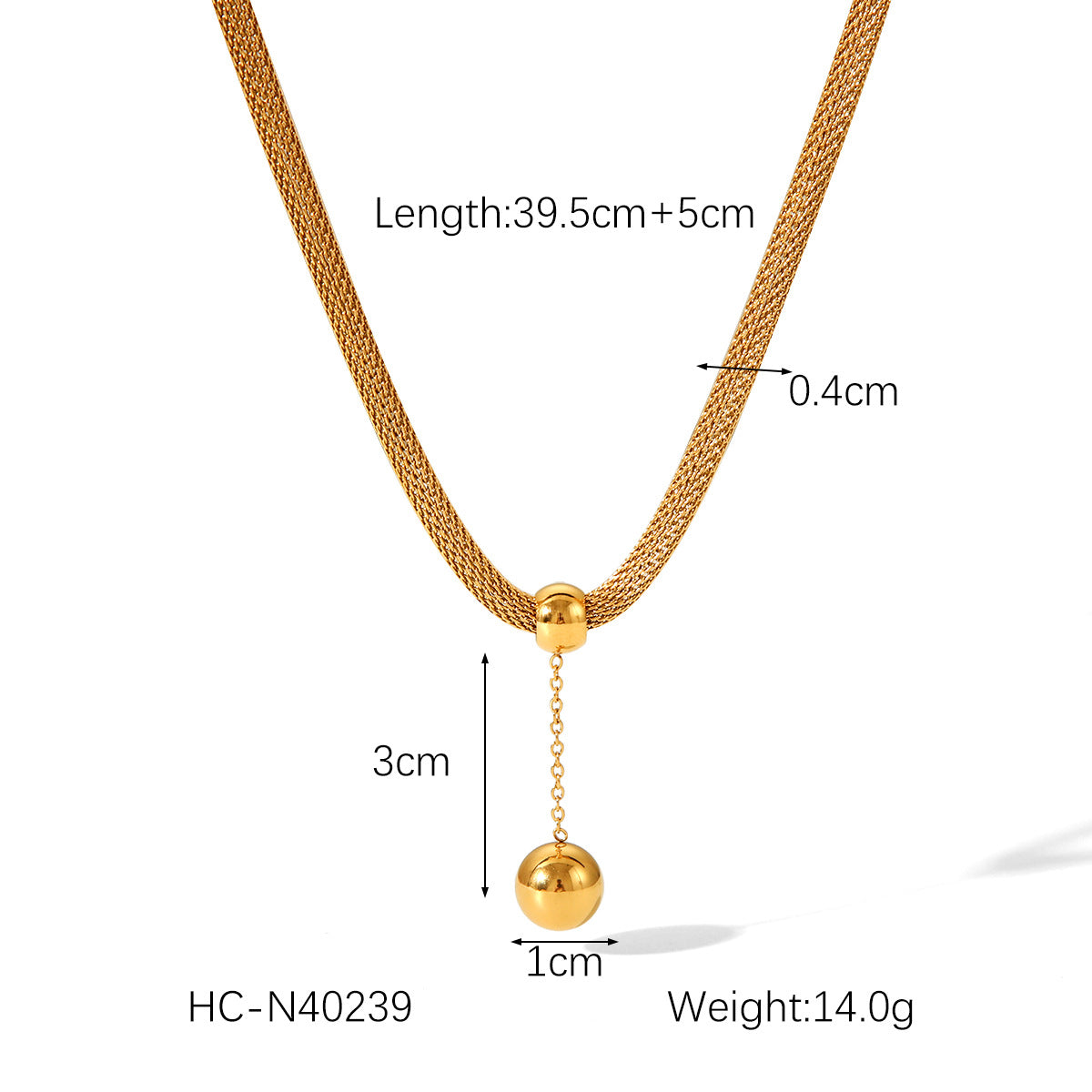 Stainless Steel Round Ball Pendant Necklace for Women, 18K Gold Fashion Light Luxury Titanium Steel Necklace Jewelry, High-end Feeling