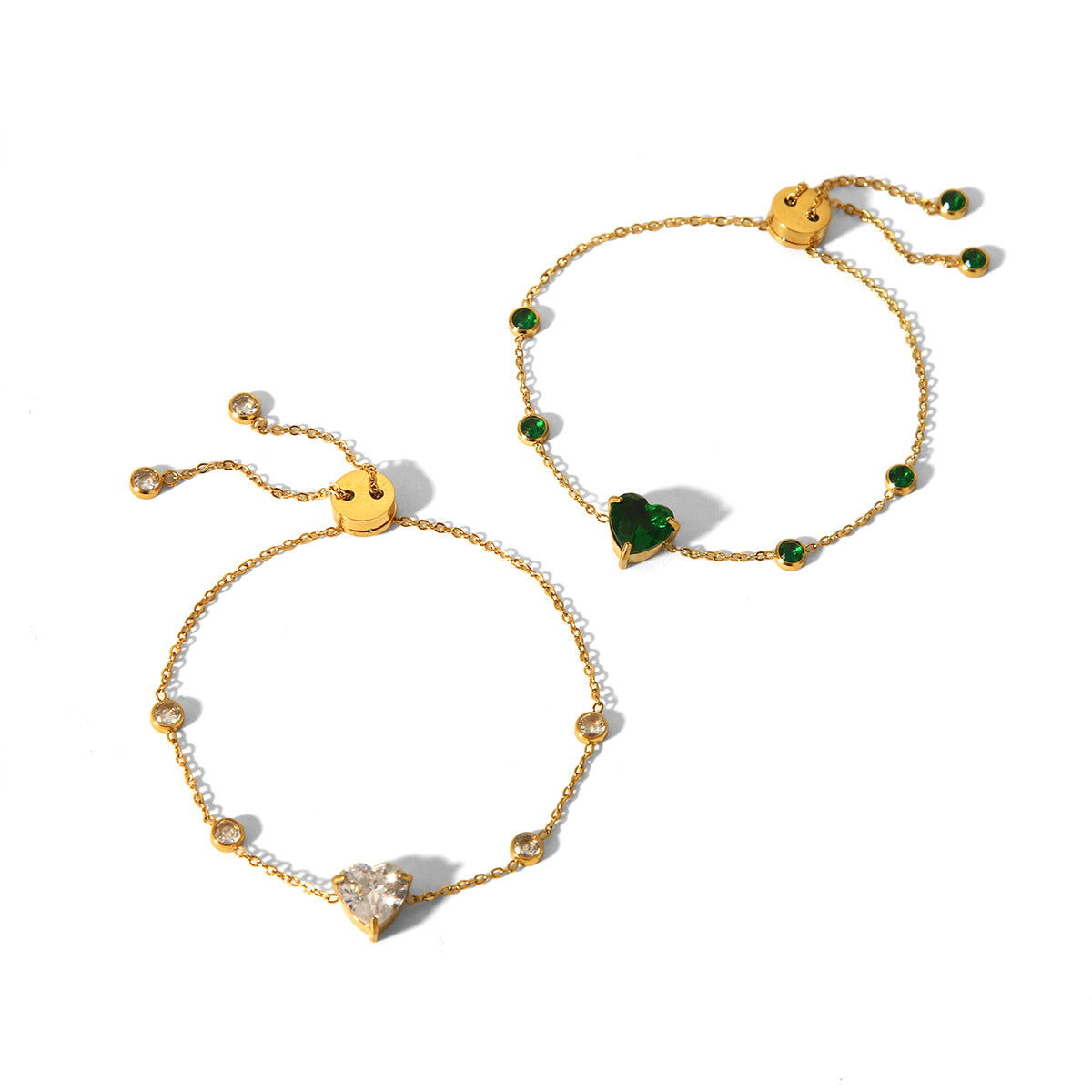 18K Gold Stainless Steel Heart-shaped Zircon Bracelet for Women's Fashion Trend Titanium Steel Bracelet