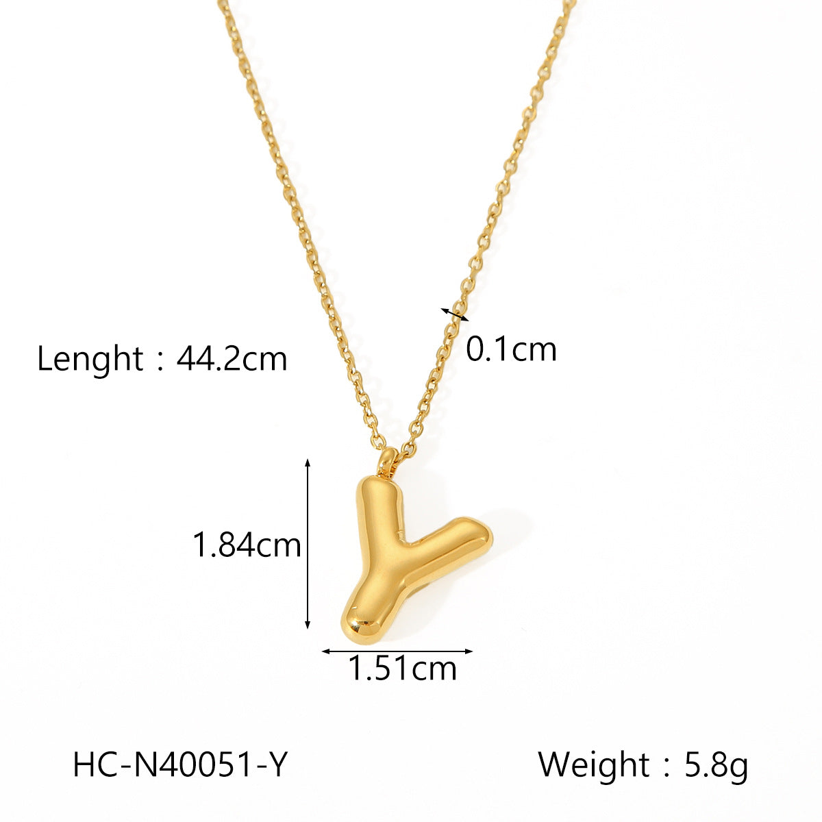 Plump Bubble Alphabet Titanium Steel Necklace Stainless Steel Letter Necklace Fashion Versatile Necklace Accessories