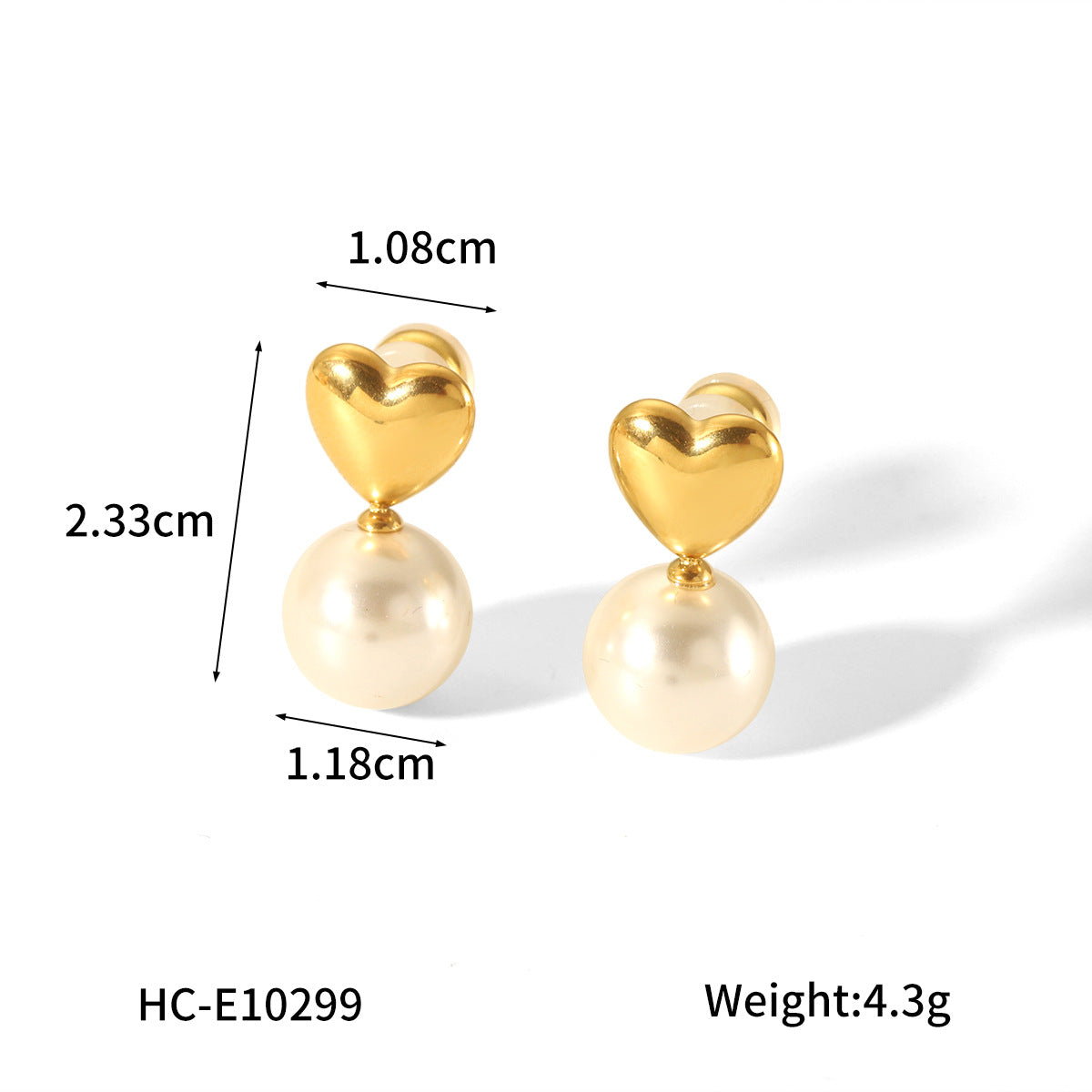Retro Pearl Earrings Stainless Steel Bow Heart Diamond-Embedded Stud Earrings for Women Fashion Universal Earrings