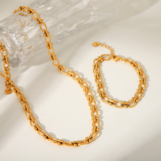 Fashion Handmade Texture Stainless Steel Necklace Female Personality Trend 18K Gold Titanium Steel Bracelet Does Not Fade