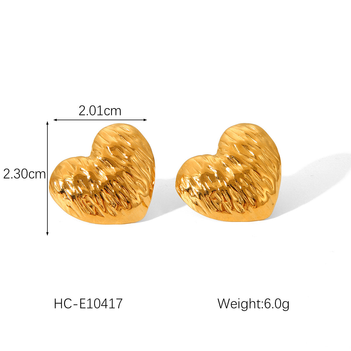 Ins Wind Punch Texture Titanium Steel Earrings 18K Gold Stainless Steel Geometric Love Butterfly Inlaid Diamond Earrings