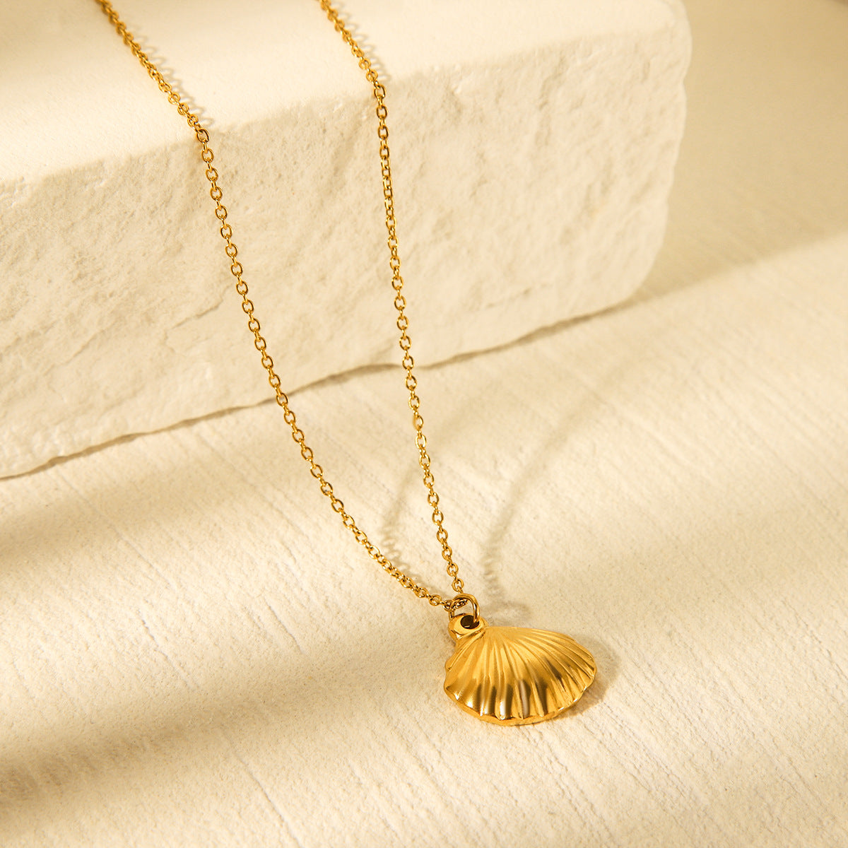 Ocean Element Titanium Steel Necklace Scallop Pendant Stainless Steel Necklace Women's Light Luxury Temperament Versatile Necklace