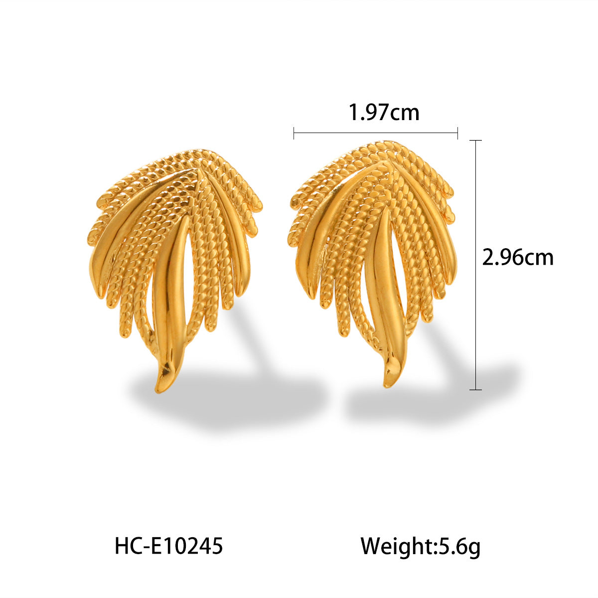 Titanium Steel Earrings, 18K Gold Stainless Steel Wing Earrings, Women's Light Luxury High-end Earrings