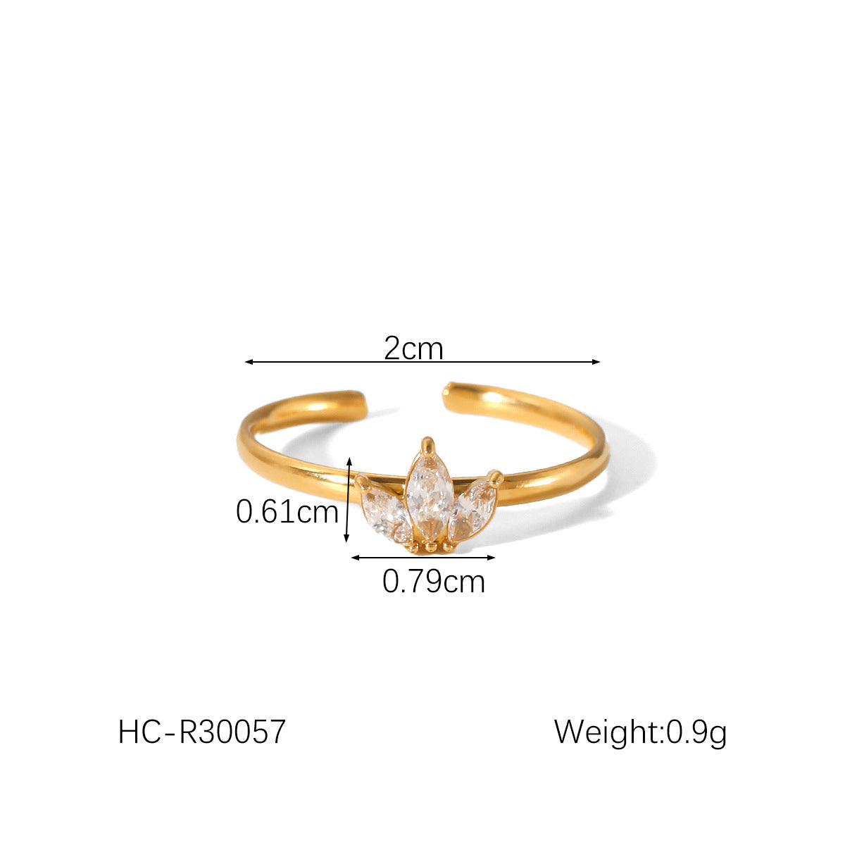 18K Gold Bowknot Pearl Stainless Steel Open Ring Female Fashion Hammered Titanium Steel Zircon Ring
