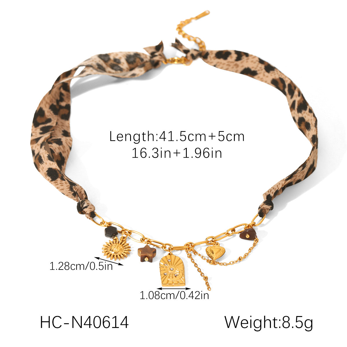 Stainless Steel Flower Sun Heart DIY Jewelry Pendant Leopard Print Necklace Butterfly Daisy Leopard Print Bracelet