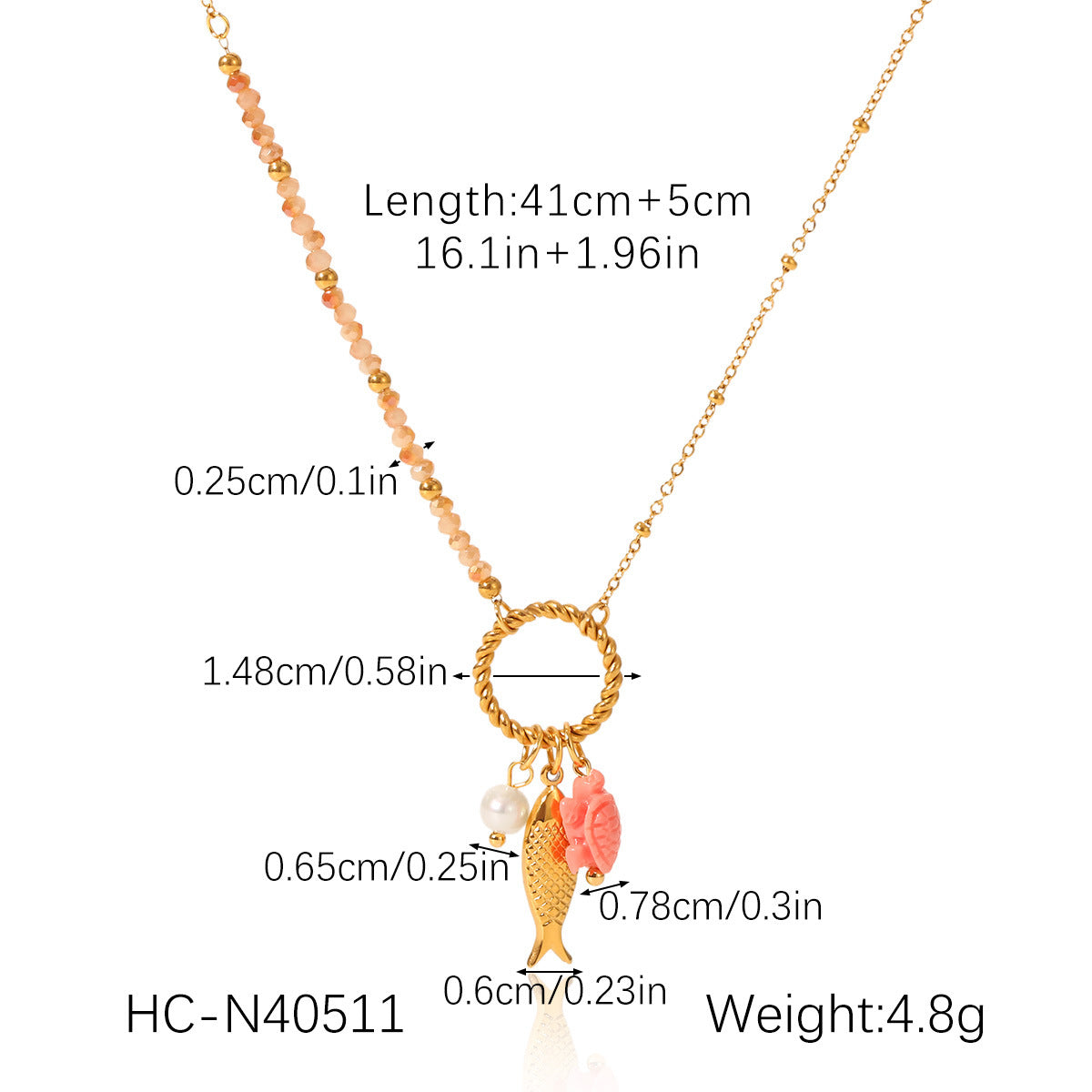 Floral Tassel Pendant Necklace with Bow, Heart, and Sun DIY Accessories - Lightweight Luxury Stainless Steel Necklace