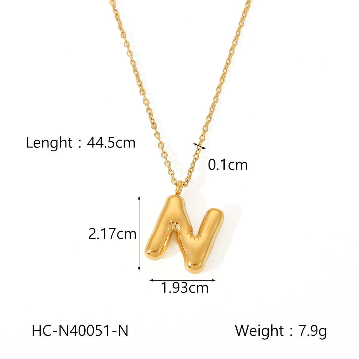 Plump Bubble Alphabet Titanium Steel Necklace Stainless Steel Letter Necklace Fashion Versatile Necklace Accessories