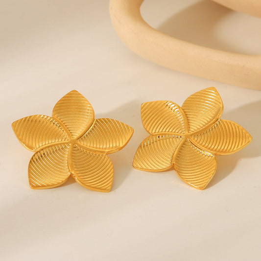 18k Gold Stainless Steel Rotating Blade Earrings for Women, Fashionable, Simple, and High-end Titanium Steel Earrings
