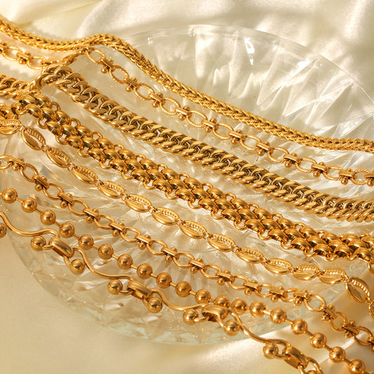 INS-style Fashionable 18K Gold-plated Stainless Steel Necklace with Cuban Chain As An Accessory
