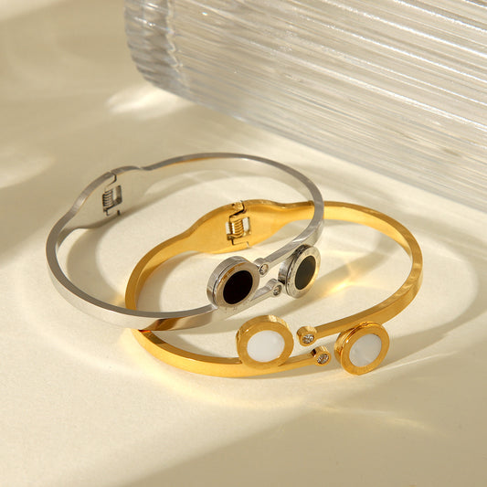 Light Luxury Titanium Steel Bracelet for Women, Non-fading Stainless Steel Jewelry, Inlaid with Mother-of-pearl Bracelet Jewelry