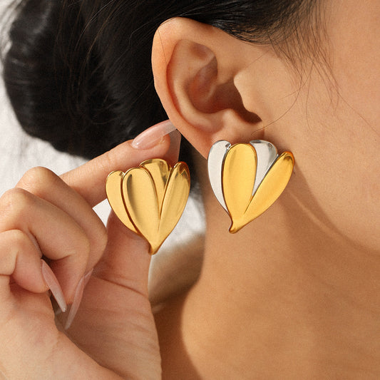 18K Gold Stainless Steel Earrings, Flower-shaped Ear Jewelry, Exuding A Sense of Light Luxury and High-end Quality, Made of Titanium Steel, Ensuring No Fading, and Featuring Ear Studs
