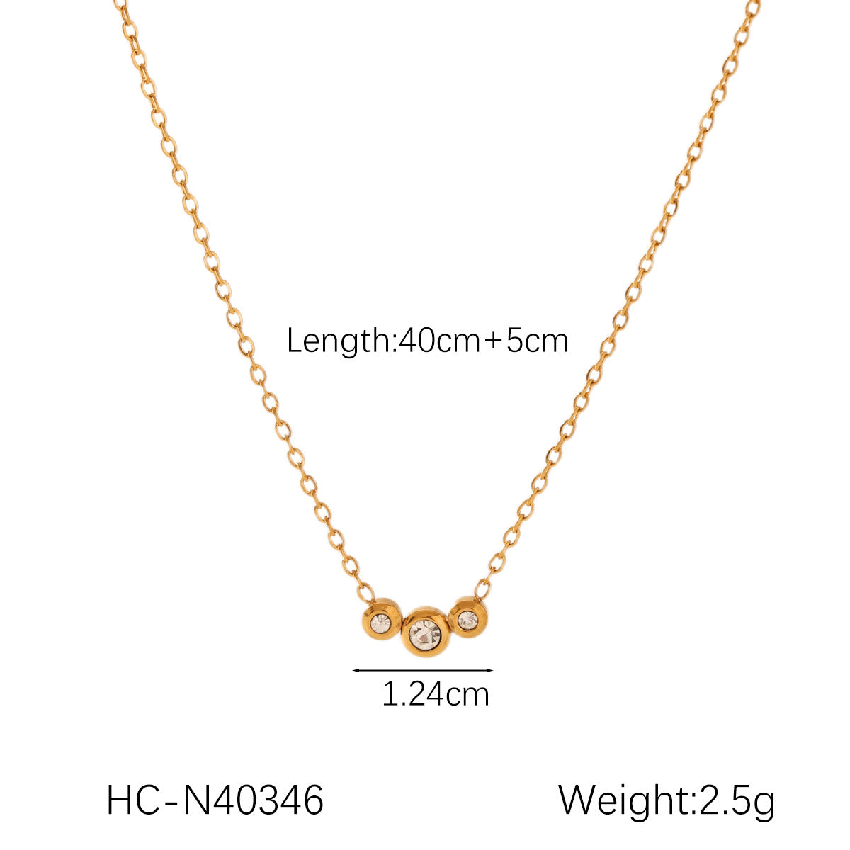 18K Gold Geometric Stainless Steel Inlaid Zircon Pendant Necklace Female Niche Design Titanium Steel Collar Chain