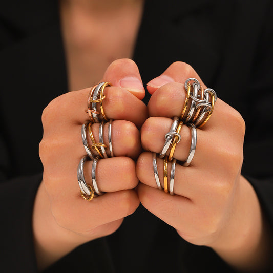 Stainless Steel Stackable Plain Ring Ins-style High-end Feel Non-fading Titanium Steel Jewelry Cross-border Ring Gold Jewelry for Women Rings
