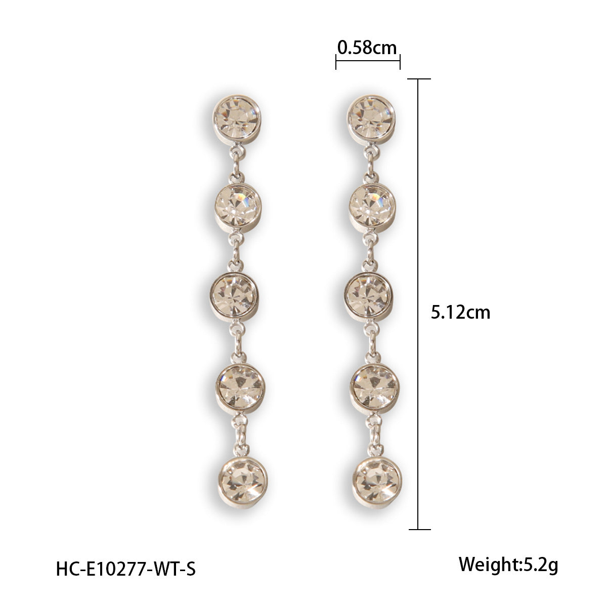 18K Gold Stainless Steel Earrings with A Stylish and Personalized Design, Featuring Tassels and Round Diamond Studded Earrings