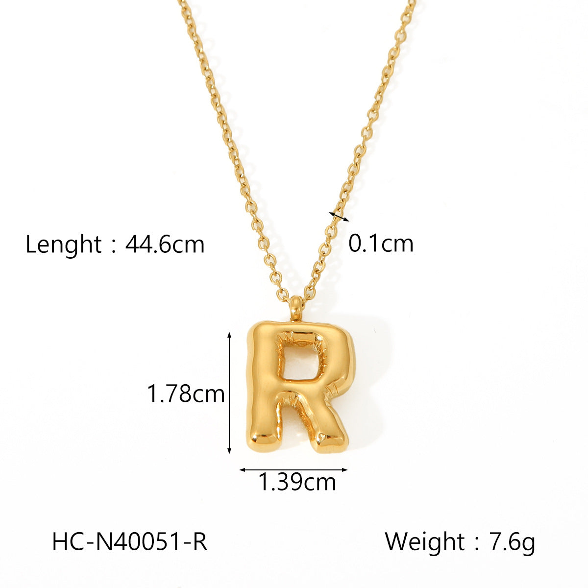 Plump Bubble Alphabet Titanium Steel Necklace Stainless Steel Letter Necklace Fashion Versatile Necklace Accessories