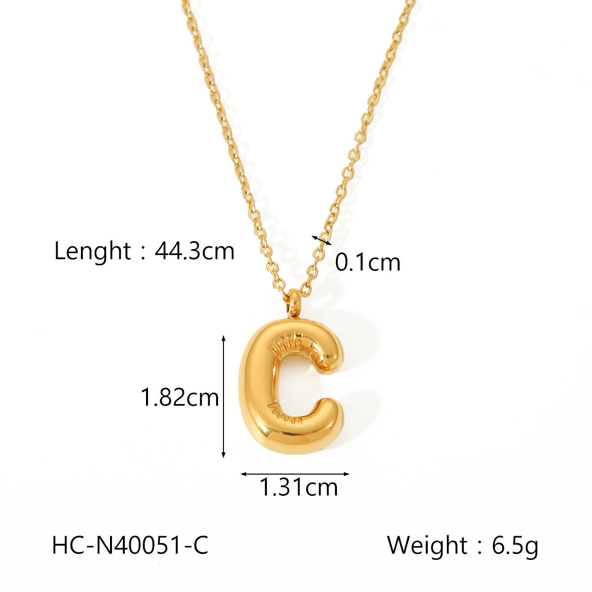 Plump Bubble Alphabet Titanium Steel Necklace Stainless Steel Letter Necklace Fashion Versatile Necklace Accessories