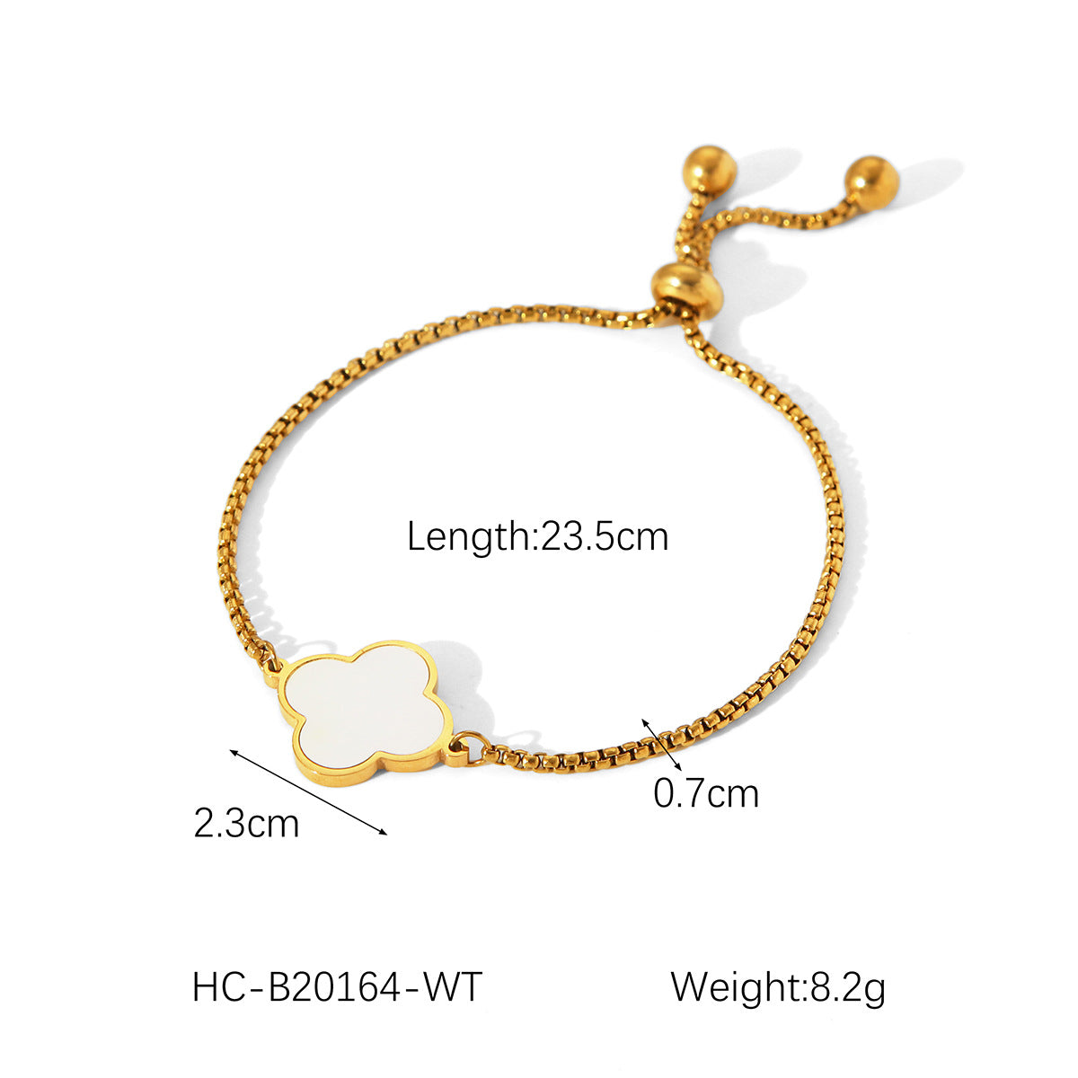 18k Gold-plated Stainless Steel Four-leaf Clover Bracelet for Women, Featuring An Ins-inspired Trendy Shell Design, Adjustable Titanium Steel Bracelet