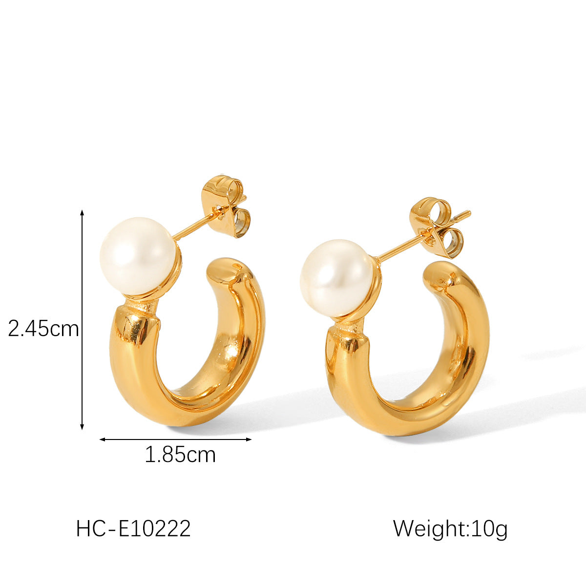 Fashion High-end Pearl Earrings 18K Gold Stainless Steel Earrings for Women, Light Luxury Titanium Steel Earrings