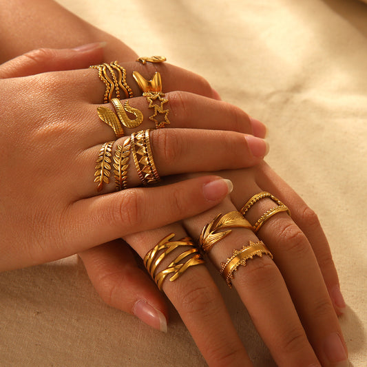High-end 18K Gold Stainless Steel Open Ring Female Non-fading Ring Titanium Steel Jewelry