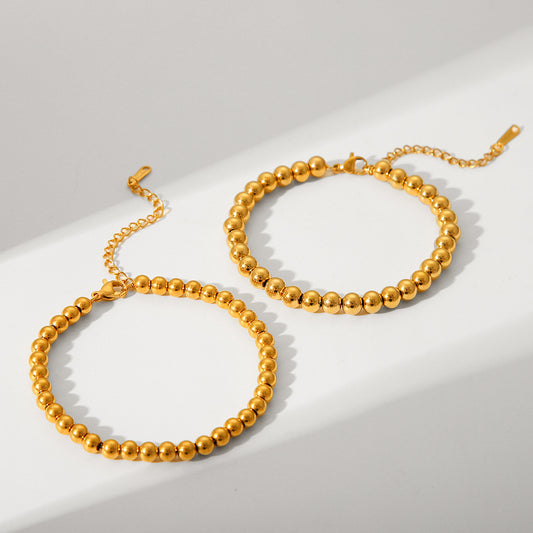 Fashionable and Simple 18K Gold Steel Ball Bracelet for Women Stainless Steel Bracelet INS Style Titanium Steel Jewelry Round Ball Chain