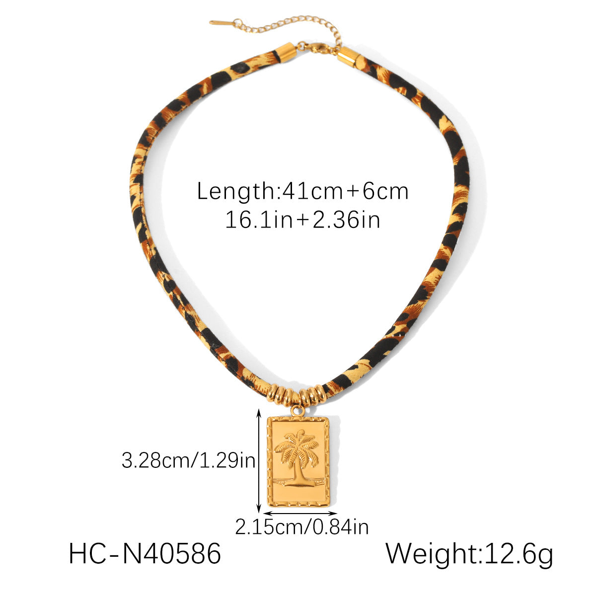 Stainless Steel Shell Sun Pendant Necklace Leopard Fur Rope Design Statement Necklace with Exaggerated Style