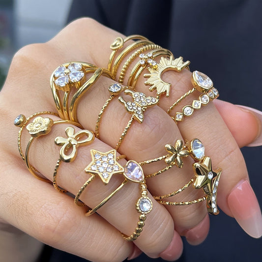 Titanium Steel Ring for Women, Non-fading, Niche and High-end, Stackable Jewelry, Finger Ring, Stainless Steel Zircon Ring