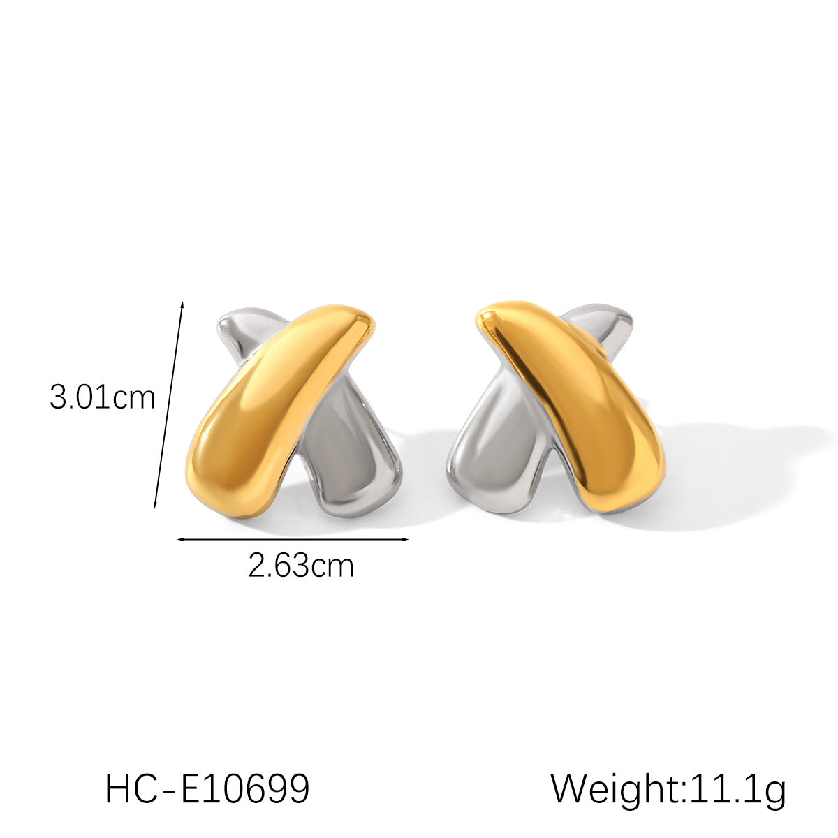 Stainless Steel Earrings, Gold and Silver Color-block, Glossy Geometric Texture, Stud Earrings, Sun-shaped Five-pointed Star Earrings for Women