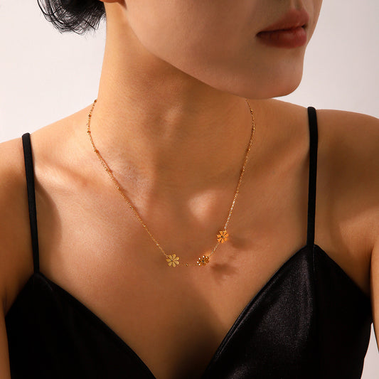 Sunflower Daisy Stainless Steel Necklace Female Titanium Steel Clavicle Chain Does Not Fade Necklace