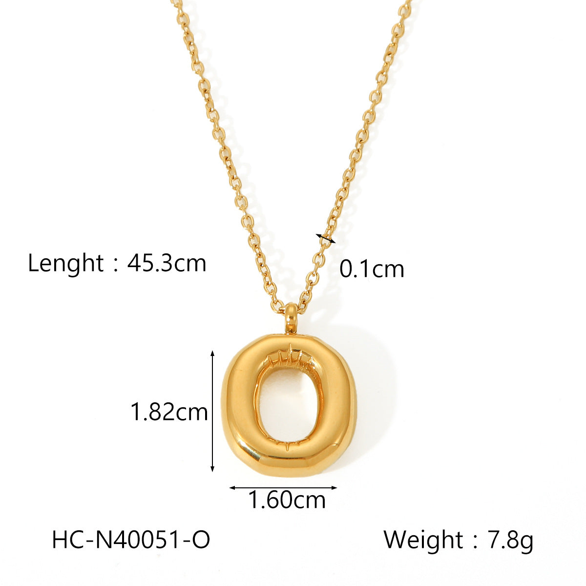 Plump Bubble Alphabet Titanium Steel Necklace Stainless Steel Letter Necklace Fashion Versatile Necklace Accessories